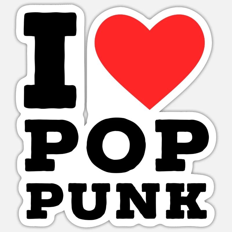 J’adore le pop punk - Sticker taille S (10 x 10 cm) - blanc mat