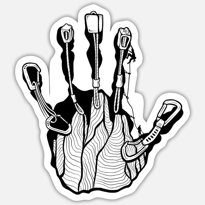 Main combo escalade - Sticker taille S (10 x 10 cm) - blanc mat