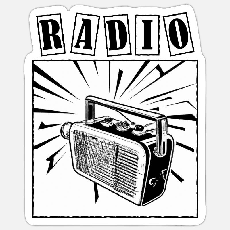 Radio Rétro 2 - Sticker taille S (10 x 10 cm) - blanc mat