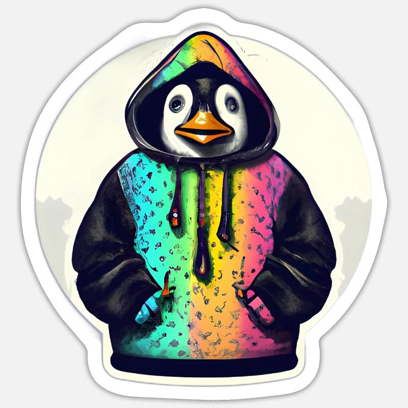 Pingouin avec pull coloré Sticker taille S (10 x 10 cm)