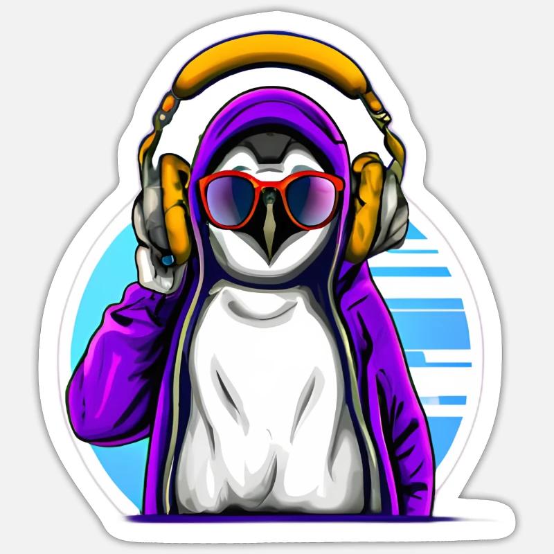 Cooler Pinguin mit Pullover - Sticker Größe S (10 x 10 cm) - Mattweiß