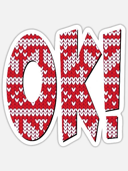 STRICKMUSTER OK - Sticker Größe S (10 x 10 cm) - Mattweiß