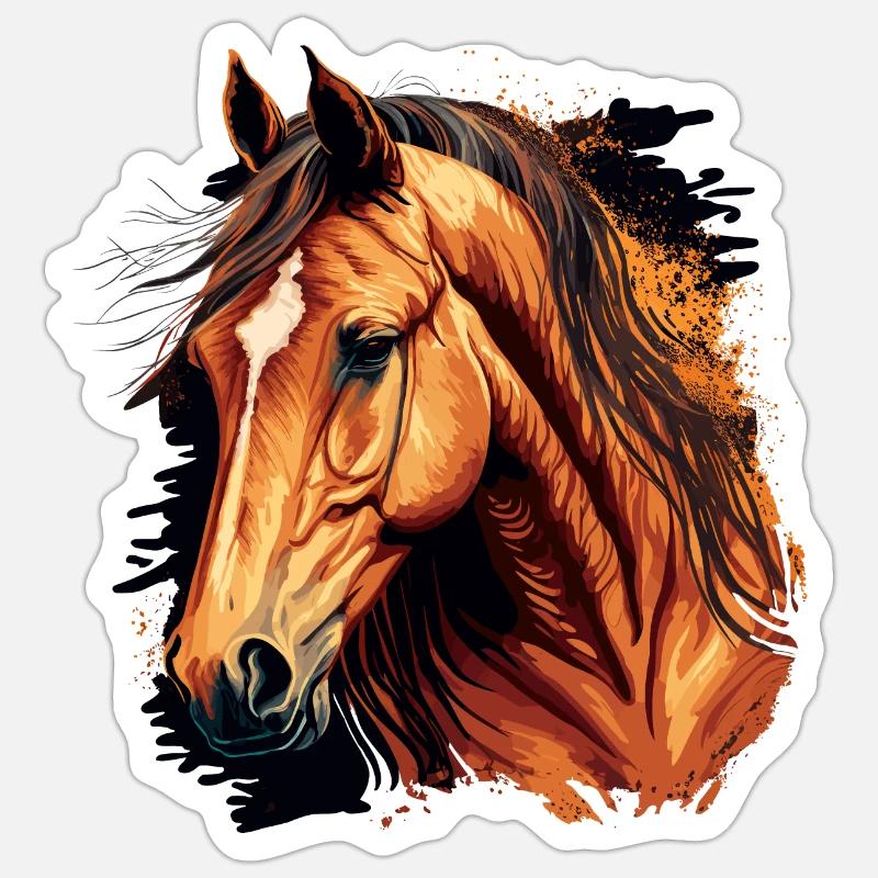 Dessin de cheval incroyable - Sticker taille S (10 x 10 cm) - blanc mat
