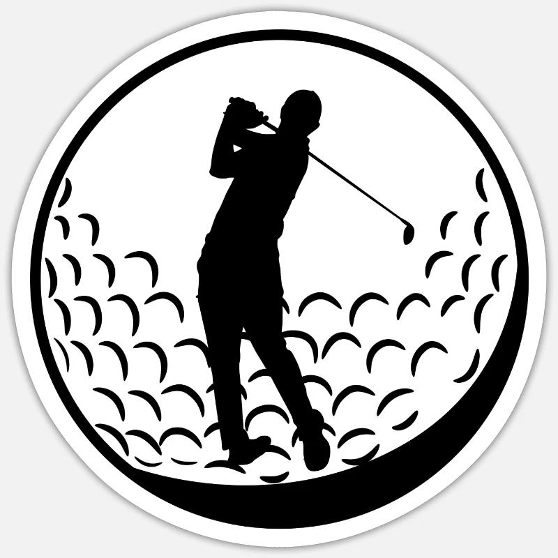 Dix-huit trous de golf - Sticker taille S (10 x 10 cm) - blanc mat
