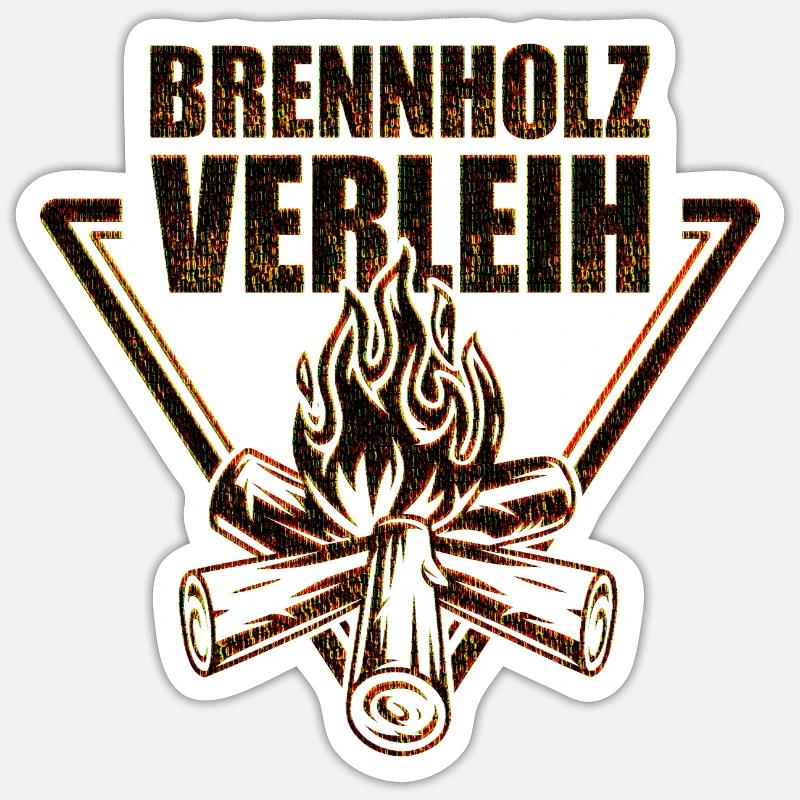 Brennholz Verleih Feuer Code - Sticker Größe S (10 x 10 cm) - Mattweiß