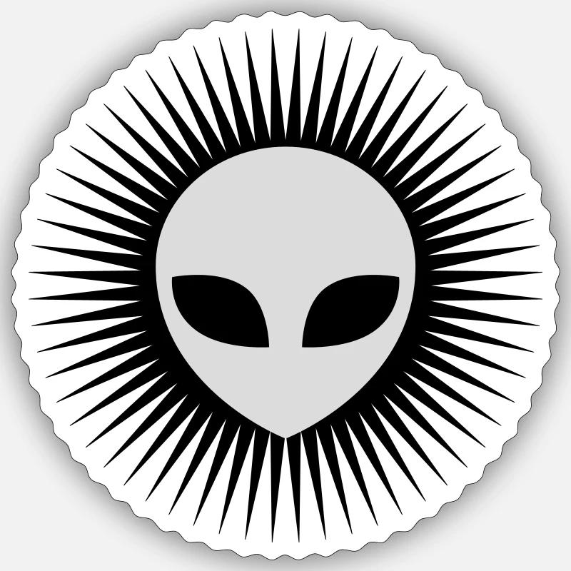 Radiate Alien Head Gray - Sticker size S (10 x 10 cm) - white matte