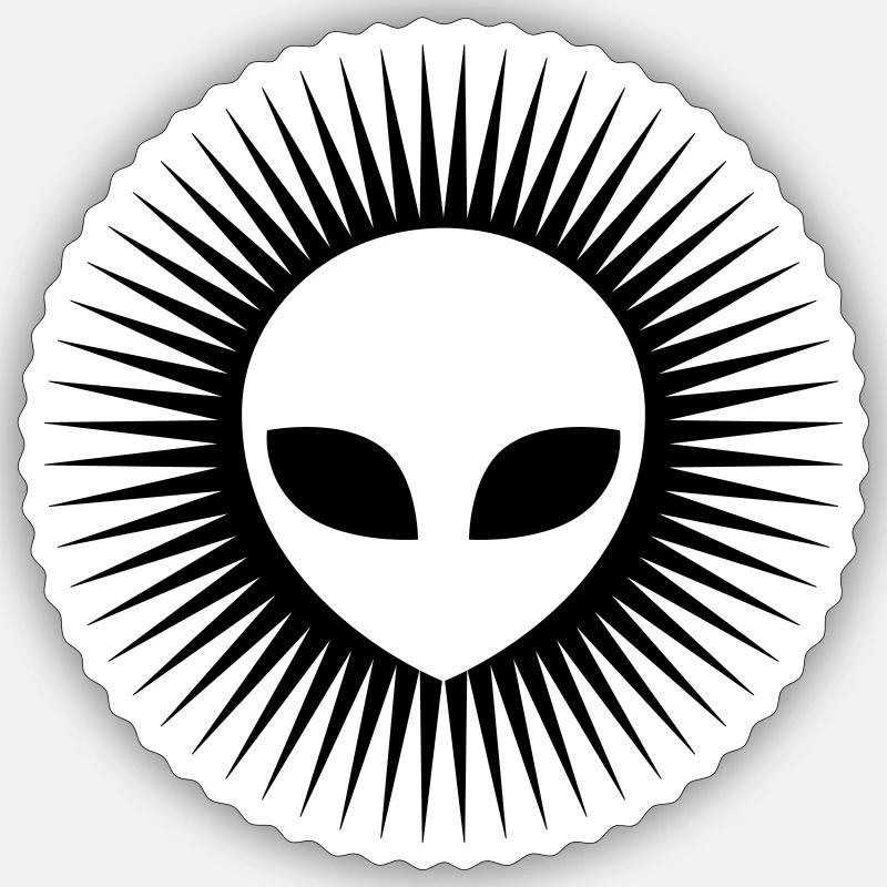 Alien Kopf cool Logo - Sticker Größe S (10 x 10 cm) - Mattweiß