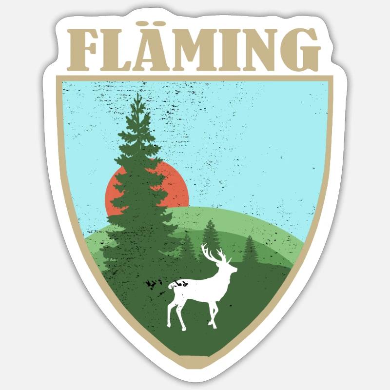 Fläming mit Hirsch - Sticker Größe S (10 x 10 cm) - Mattweiß