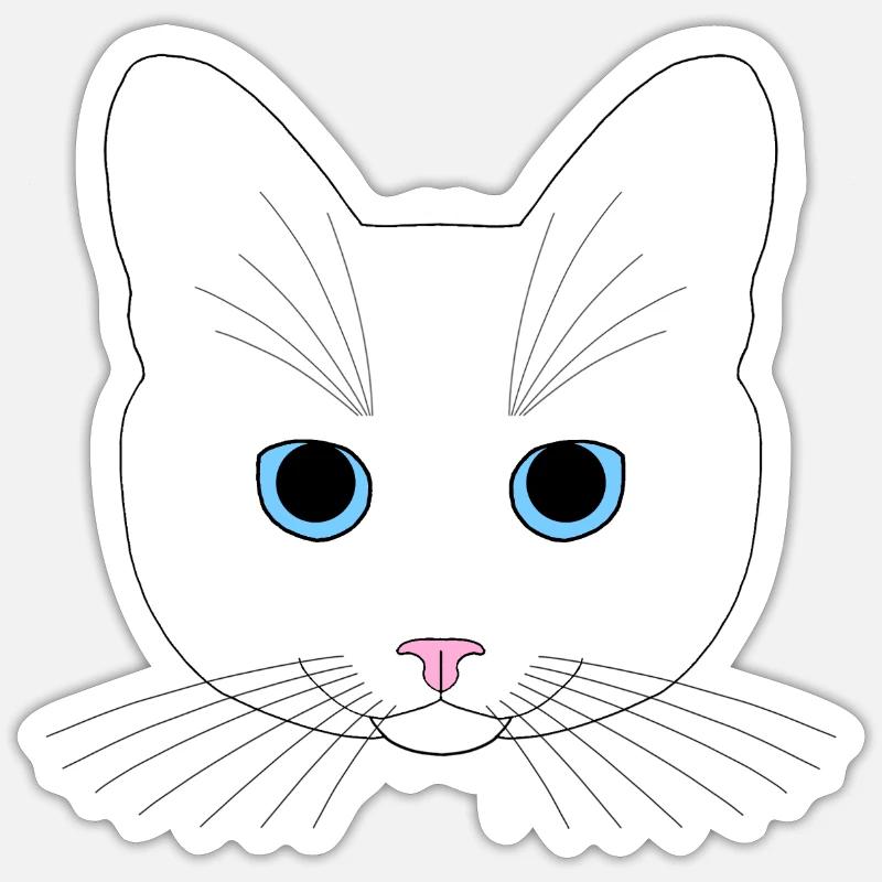 White cat - Sticker size S (10 x 10 cm) - white matte