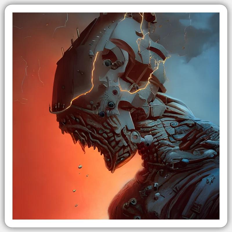 Uralter Roboter zerbröckelt - Sticker Größe S (10 x 10 cm) - Mattweiß