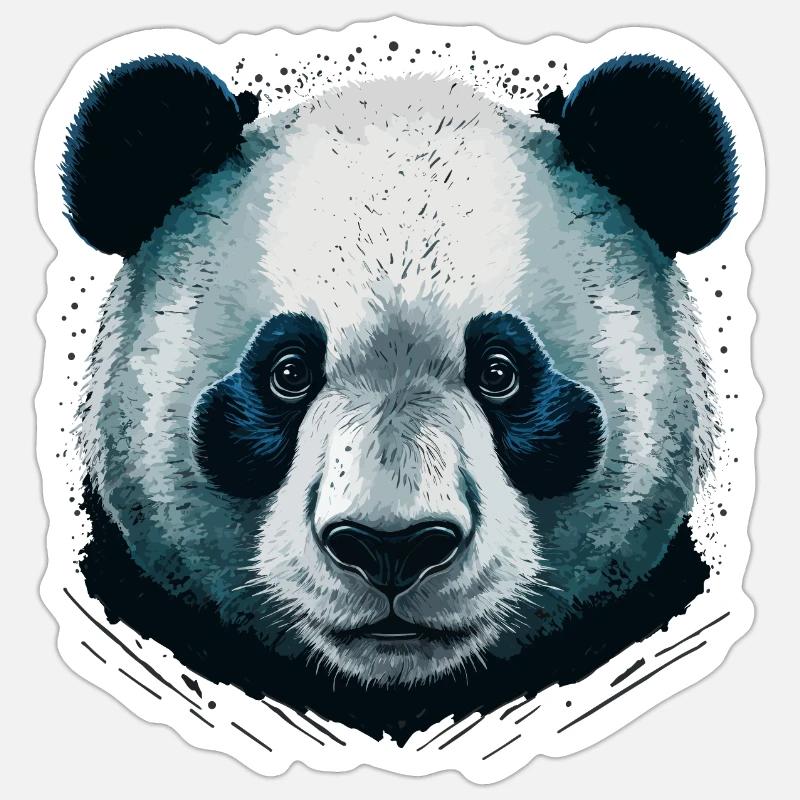 Realistischer Pandakopf - Sticker Größe S (10 x 10 cm) - Mattweiß
