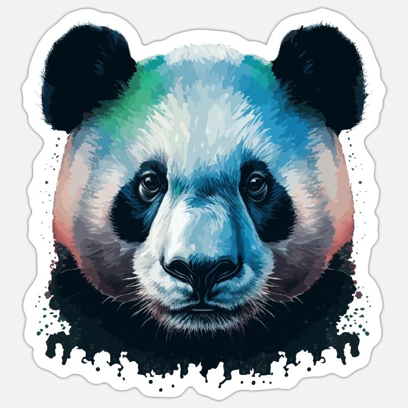Farbiger Panda - Sticker Größe S (10 x 10 cm) - Mattweiß