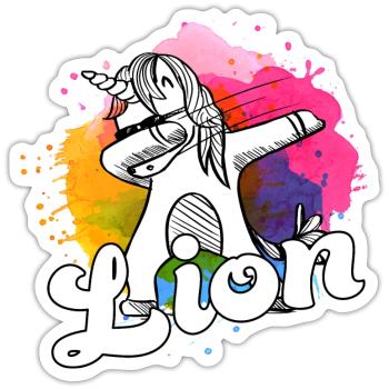 LION - Beautiful Boy Name with Cool Unicorn - Sticker size S (10 x 10 cm) - white matte - Front
