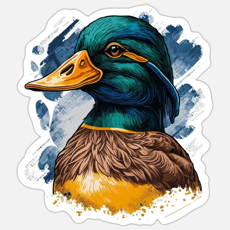 Visage de canard - Sticker taille S (10 x 10 cm) - blanc mat