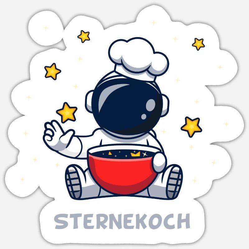 SterneKoch (Sternchen-Suppe-Edition) - Sticker Größe S (10 x 10 cm) - Mattweiß