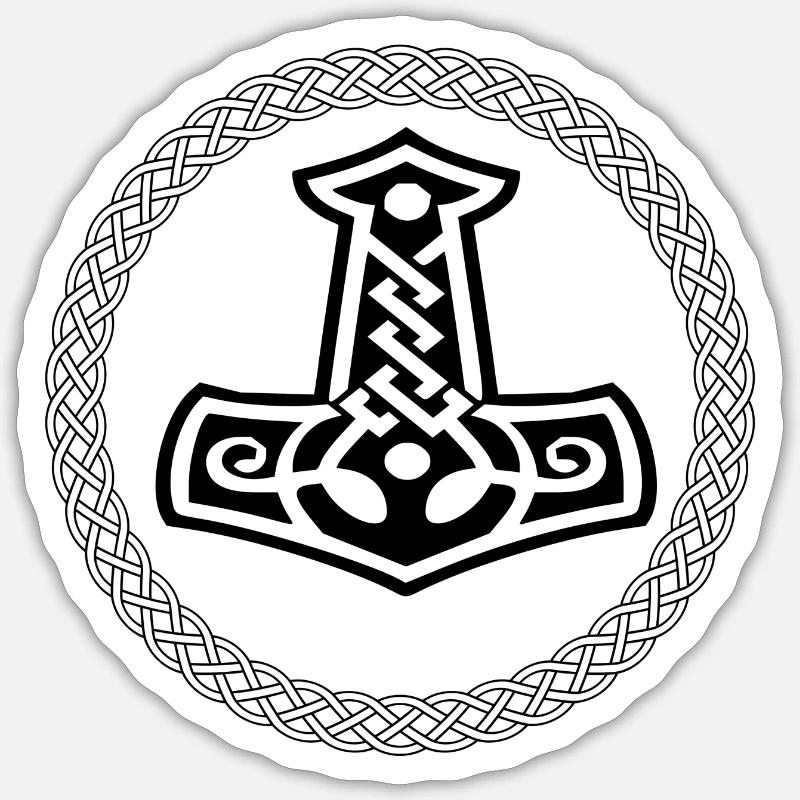 Mjölnir, Thors Hammer - Sticker Größe S (10 x 10 cm) - Mattweiß