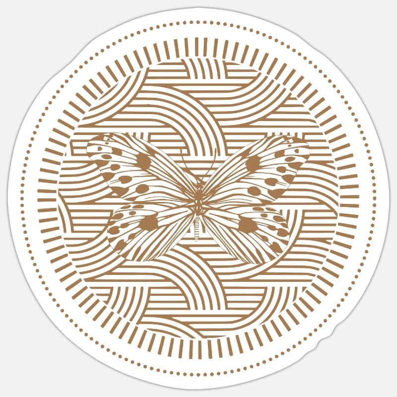 Golden butterfly with geometric patterns - Sticker size S (10 x 10 cm) - white matte