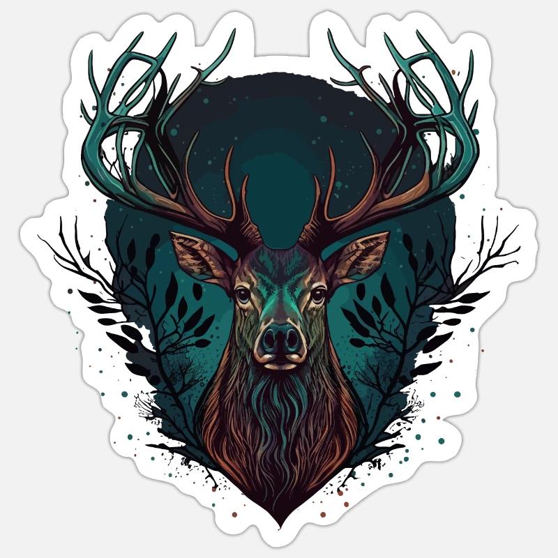 Hirsche - Sticker Größe S (10 x 10 cm) - Mattweiß