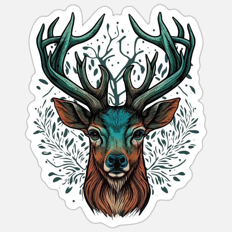 Deer Head - Sticker size S (10 x 10 cm) - white matte