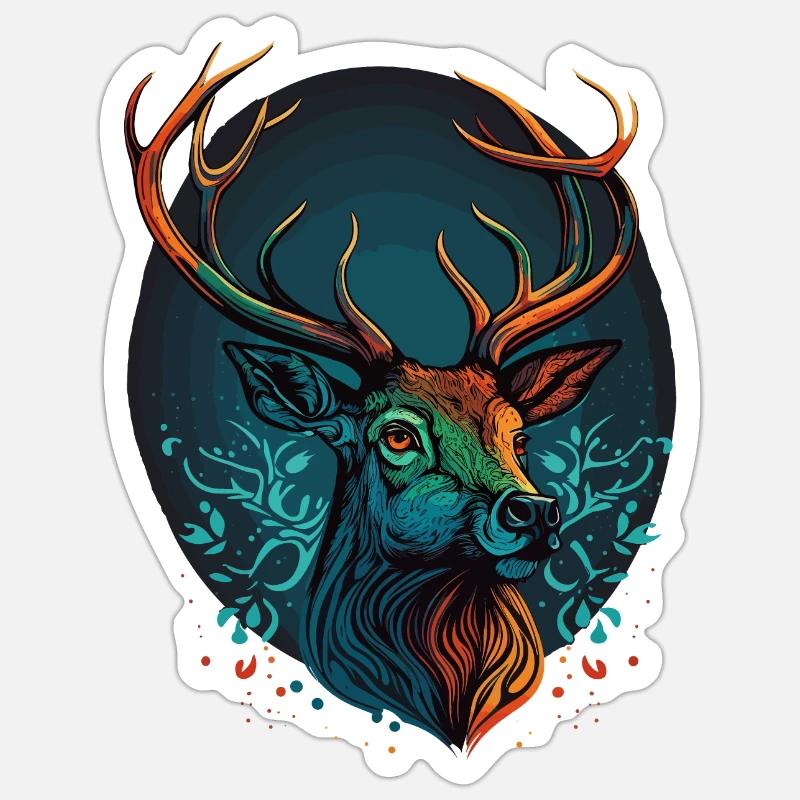 Deer head Design - Sticker size S (10 x 10 cm) - white matte