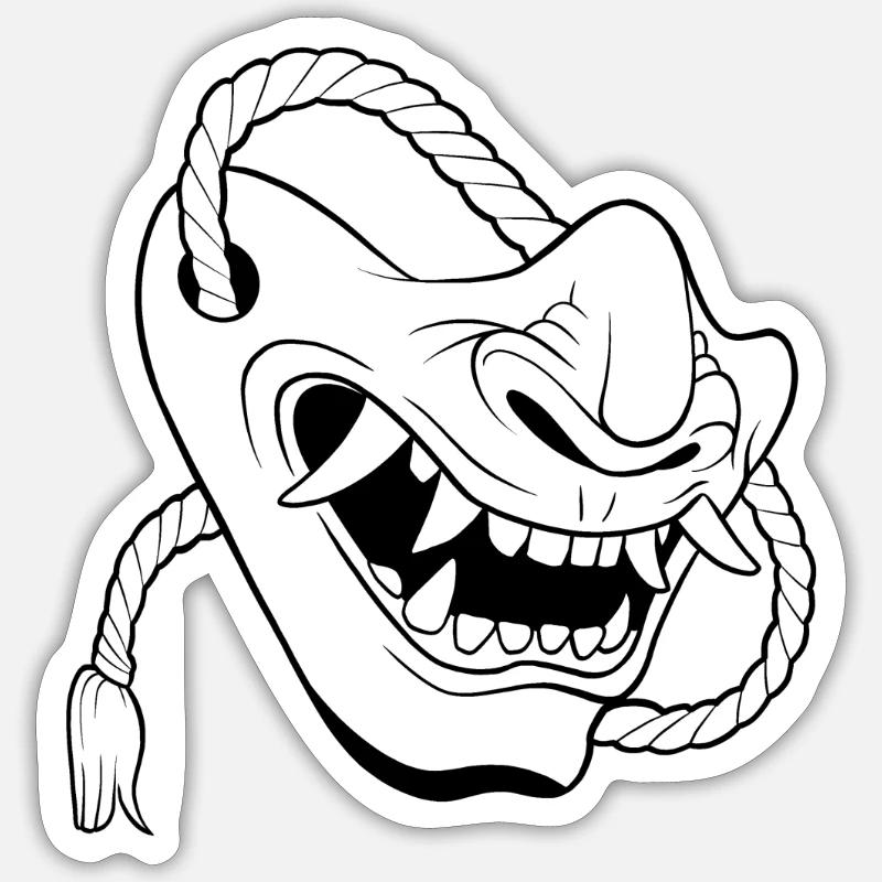 Mempo Samurai Linienkunst - Sticker Größe S (10 x 10 cm) - Mattweiß