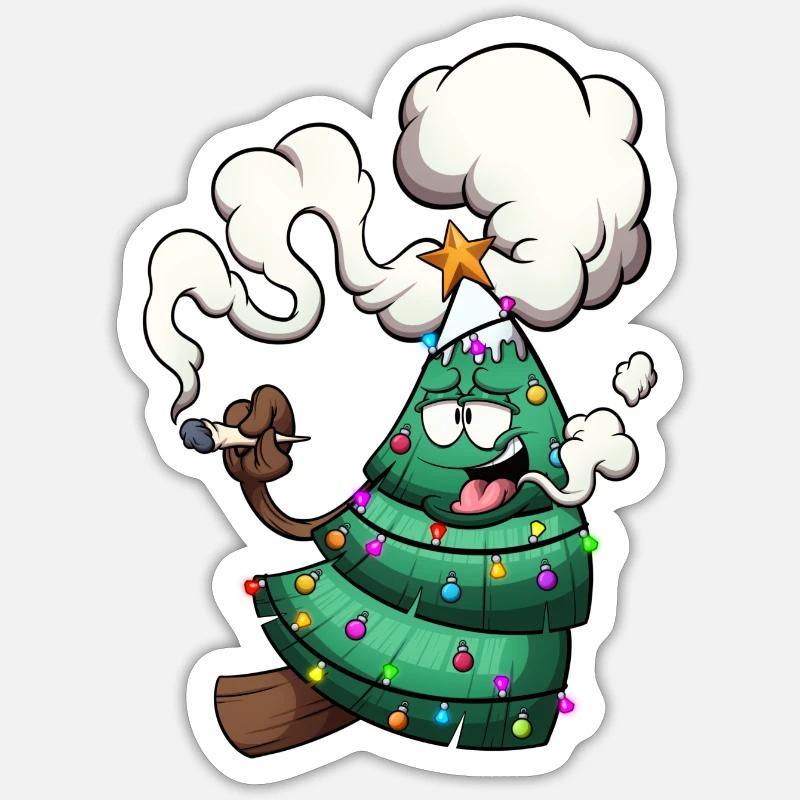 Bekeinter Weihnachtsbaum - Sticker Größe S (10 x 10 cm) - Mattweiß