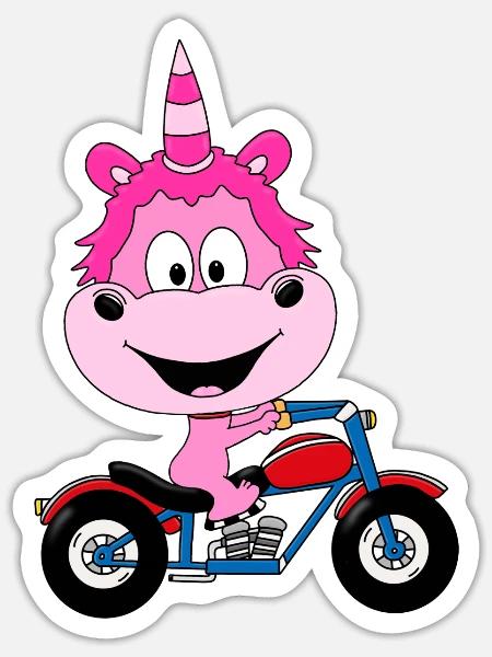 EINHORN - MOTORRAD - BIKER - MOTORSPORT - Sticker Größe S (10 x 10 cm) - Mattweiß