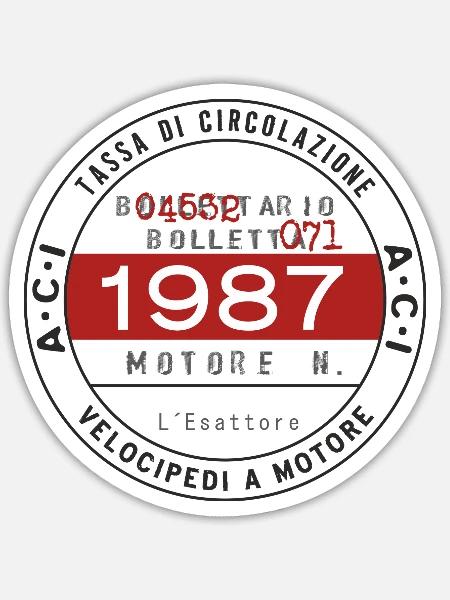 Italienische Plakette mit Geburtsjahr 1987 - Sticker Größe S (10 x 10 cm) - Mattweiß
