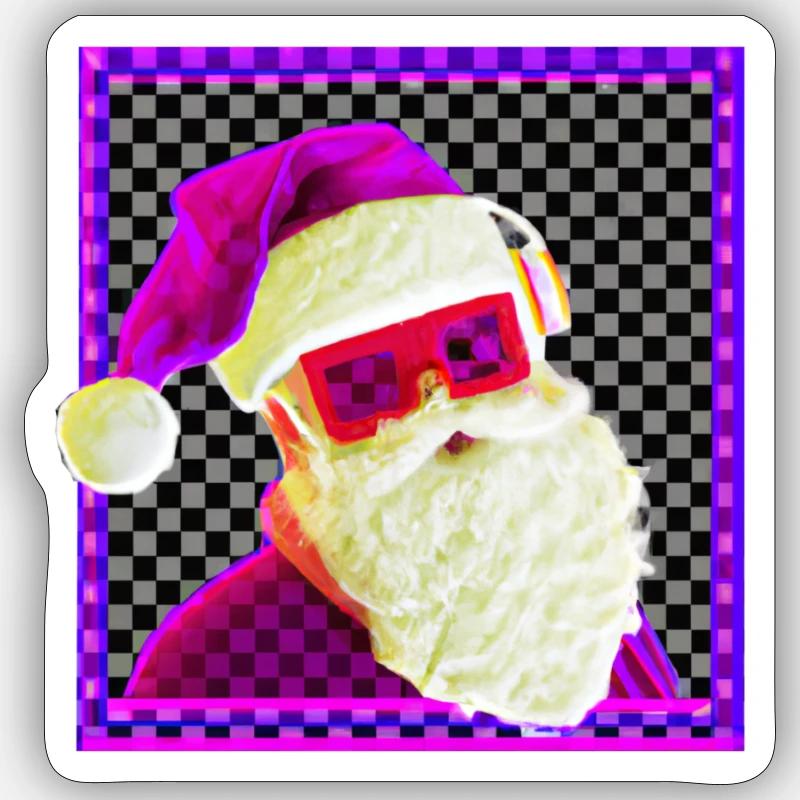 Santa Claus synthwave - Sticker size S (10 x 10 cm) - white matte