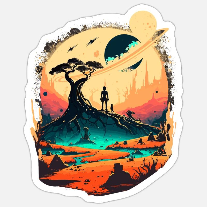 Doux extraterrestre - Sticker taille S (10 x 10 cm) - blanc mat