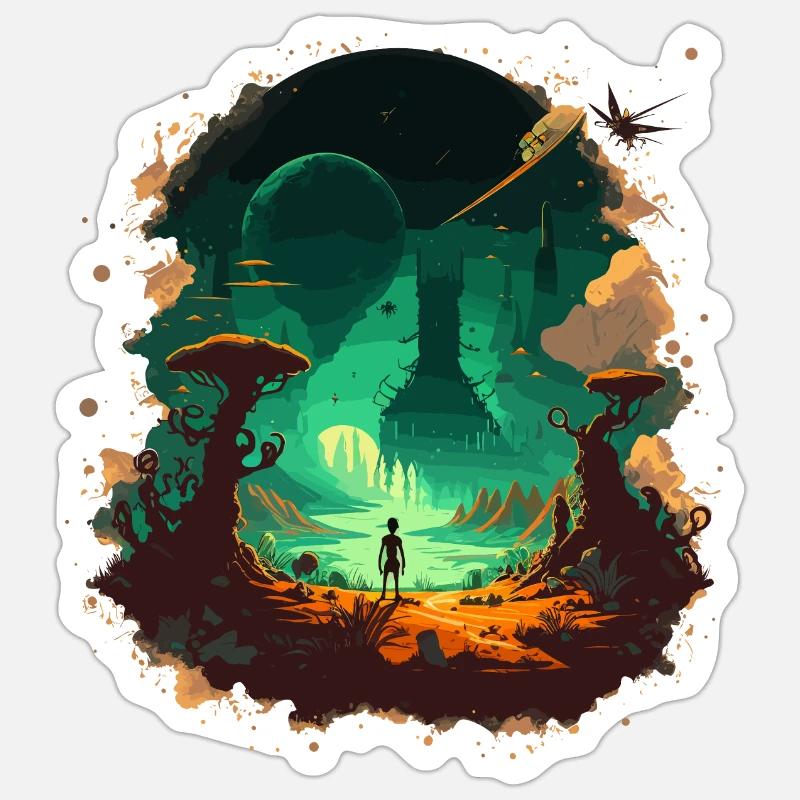 another world - Sticker size S (10 x 10 cm) - white matte