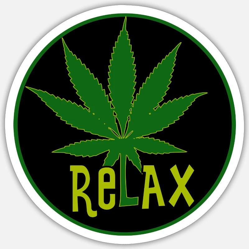 Hemp leaf relax chilled design - Sticker size S (10 x 10 cm) - white matte