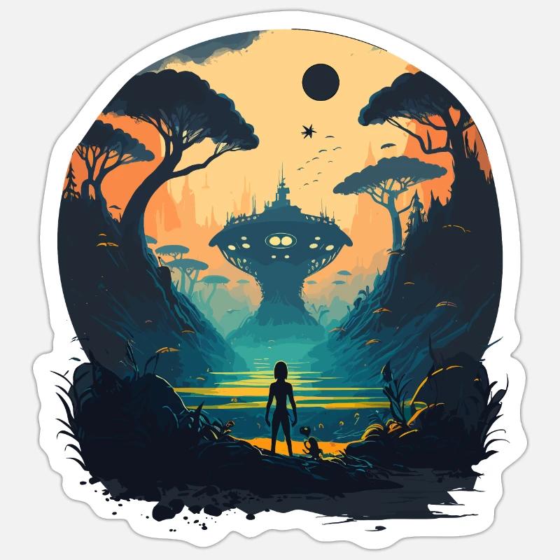 Espace extraterrestre vert Sticker taille S (10 x 10 cm)