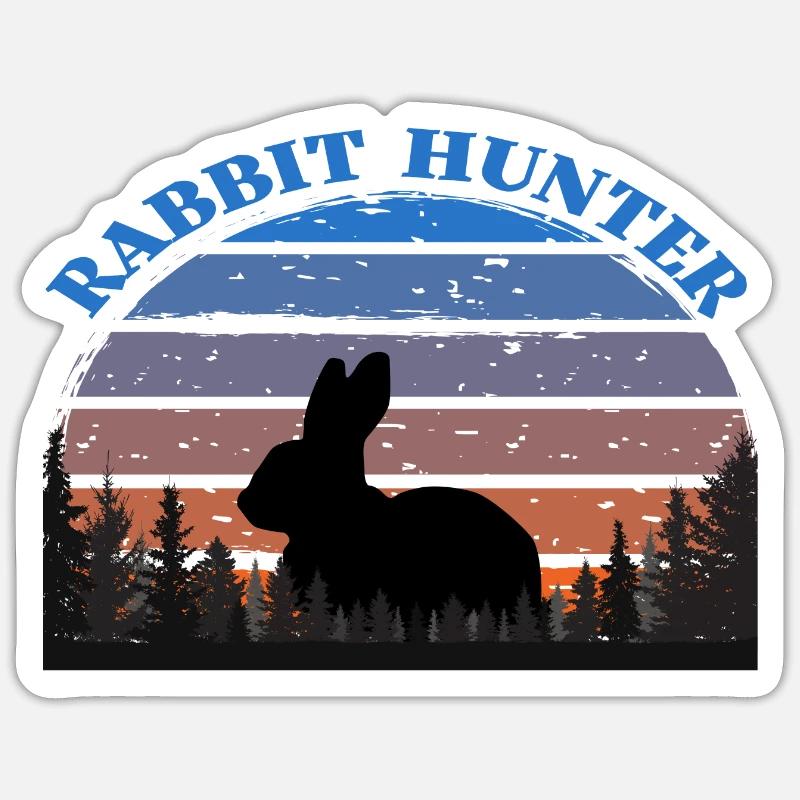 Chasseur de lapins - Sticker taille S (10 x 10 cm) - blanc mat