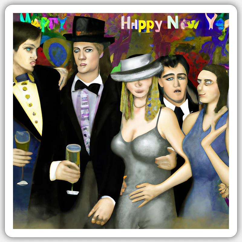 Célébration du Nouvel An - Sticker taille S (10 x 10 cm) - blanc mat