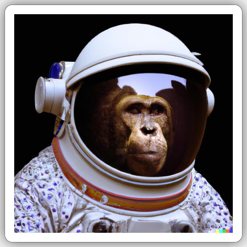 Affe Astronaut - Sticker Größe S (10 x 10 cm) - Mattweiß