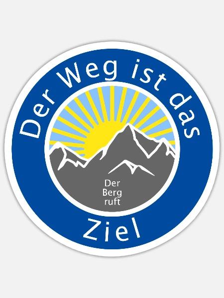Der Weg ist das Ziel – Berg-Design für Wanderfans - Sticker Größe S (10 x 10 cm) - Mattweiß