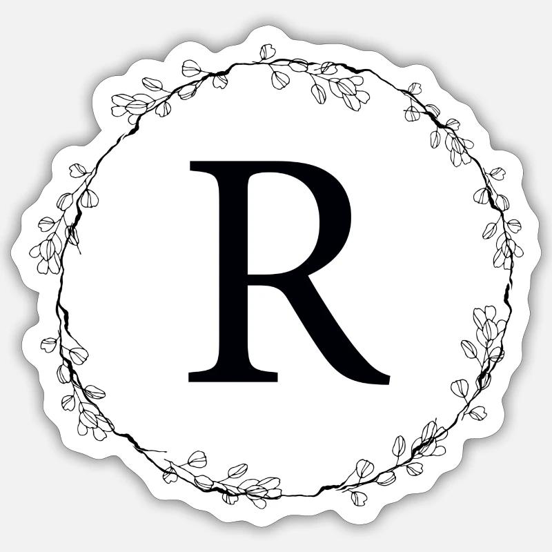Monogram R wreath customizable - Sticker size S (10 x 10 cm) - white matte