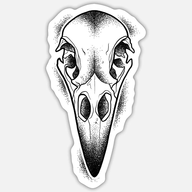 Dotwork raven skull - Sticker size S (10 x 10 cm) - white matte