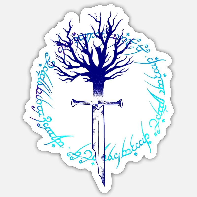 Elven Blade Dotwork Kunst Sticker Größe S (10 x 10 cm)
