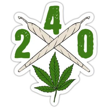 240 Cannabis Green Shirt pour les personnes - Sticker taille S (10 x 10 cm) - blanc mat - Devant
