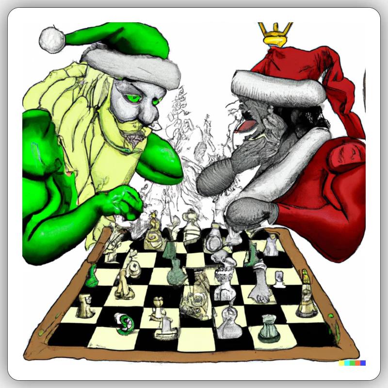 weihnachtsmann schach comic - Sticker Größe S (10 x 10 cm) - Mattweiß