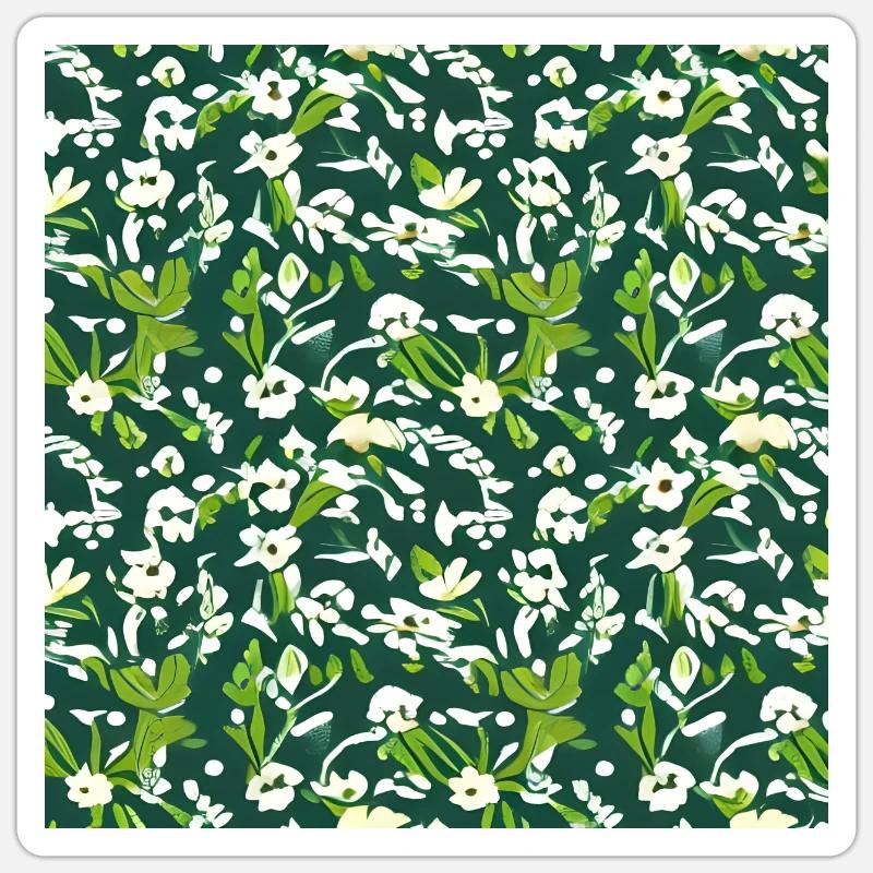 White flower pattern Sticker size S (10 x 10 cm)