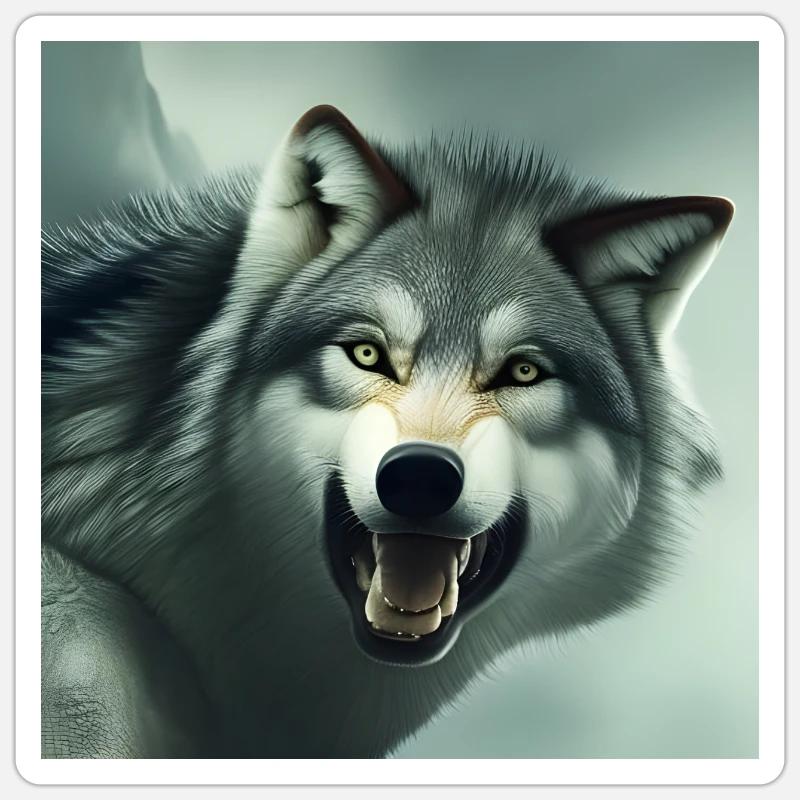 Wütender Wolf Sticker Größe S (10 x 10 cm)