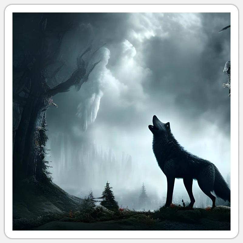 Roaring wolf - Sticker size S (10 x 10 cm) - white matte