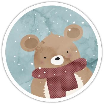 zuckersüßer goldiger Bär im Winter wenn es schneit - Sticker Größe S (10 x 10 cm) - Mattweiß - Vorne