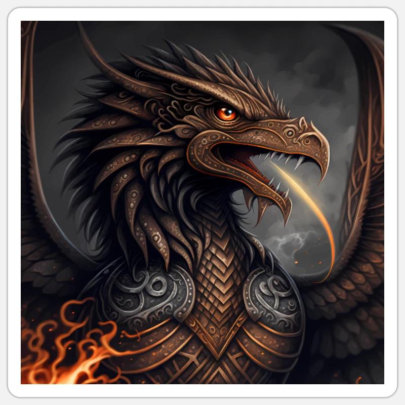 Mashup Epic Eagle Dragon cracheur de feu Sticker taille S (10 x 10 cm)