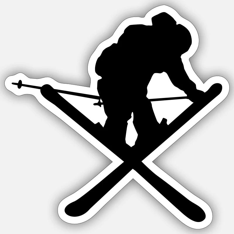 Ski, ski, ski acrobatique - Sticker taille S (10 x 10 cm) - blanc mat