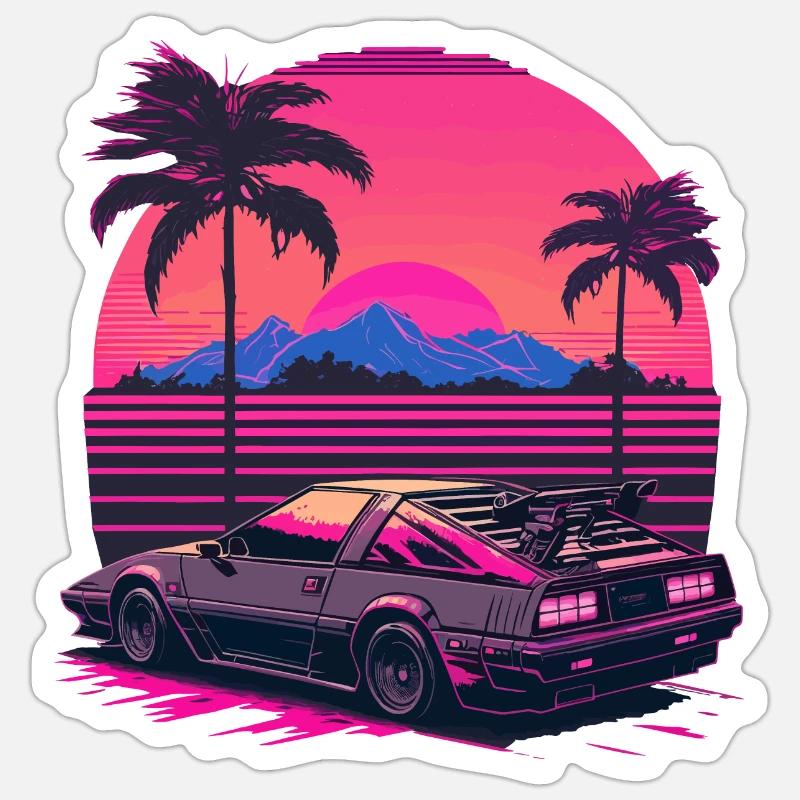Chillwave-Auto - Sticker Größe S (10 x 10 cm) - Mattweiß