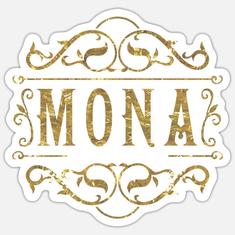Mona or - Sticker taille S (10 x 10 cm) - blanc mat